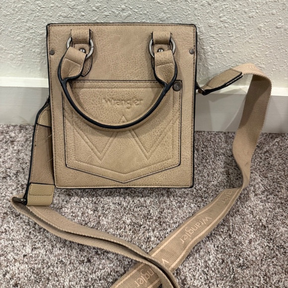 Wrangler North South Mini Tote/Crossbody Bag - Beige & Black - Picture 2 of 4